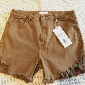 Risen Denim frayed shorts size XL womens 14 Mocha Color